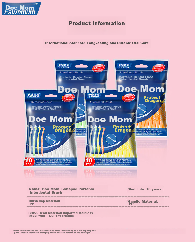 FAWNMUM L-Shaped Interdental Brush, Imported Steel Wire, Ultra-Fine 0.6-0.7mm, 20 Pieces, Orthodontic Teeth Cleaning And Plaque Removal 10