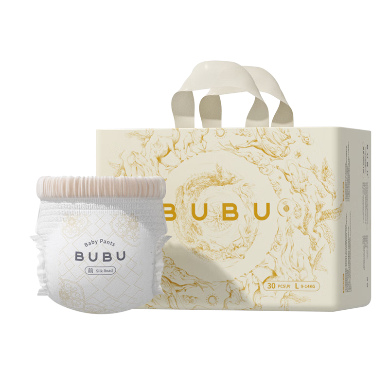 BUBU Silk Road Pull-Up Diapers, Size L, 30 Pieces (8-11.5KG), Silk Protein, Ultra-Thin And Soft