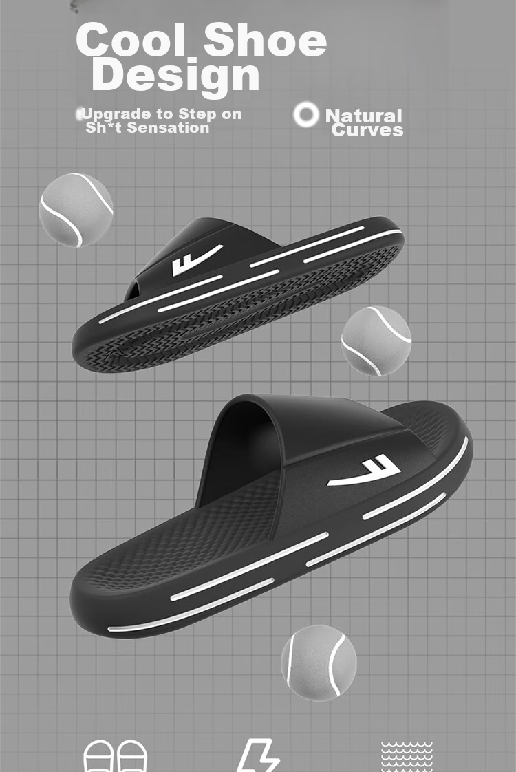 Huili Solid Color Sports Slippers for Men, Indoor And Outdoor Wear, Non-Slip Thick Sole Sandals HL0277 Indigo Blue Size 42-43 2