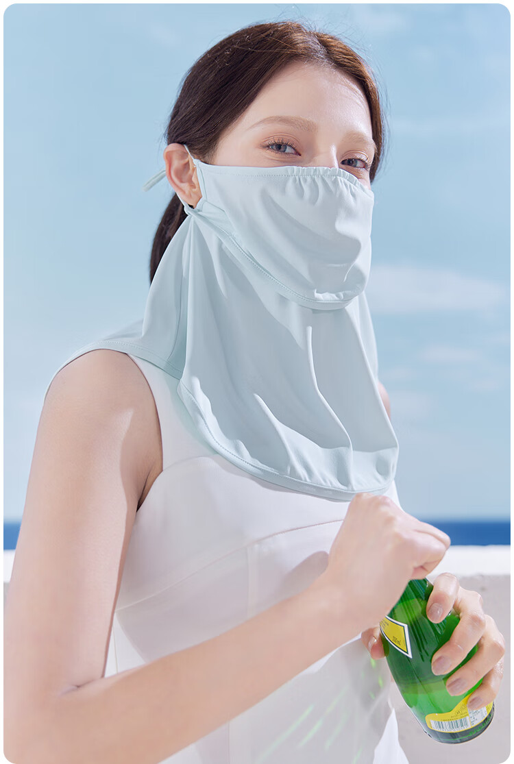 JIUMU Ice Silk Sun Protection Face Mask for Women, Summer UV Protection Sunshade Veil, Neck Guard for Driving, Breathable Full Face Mask 8