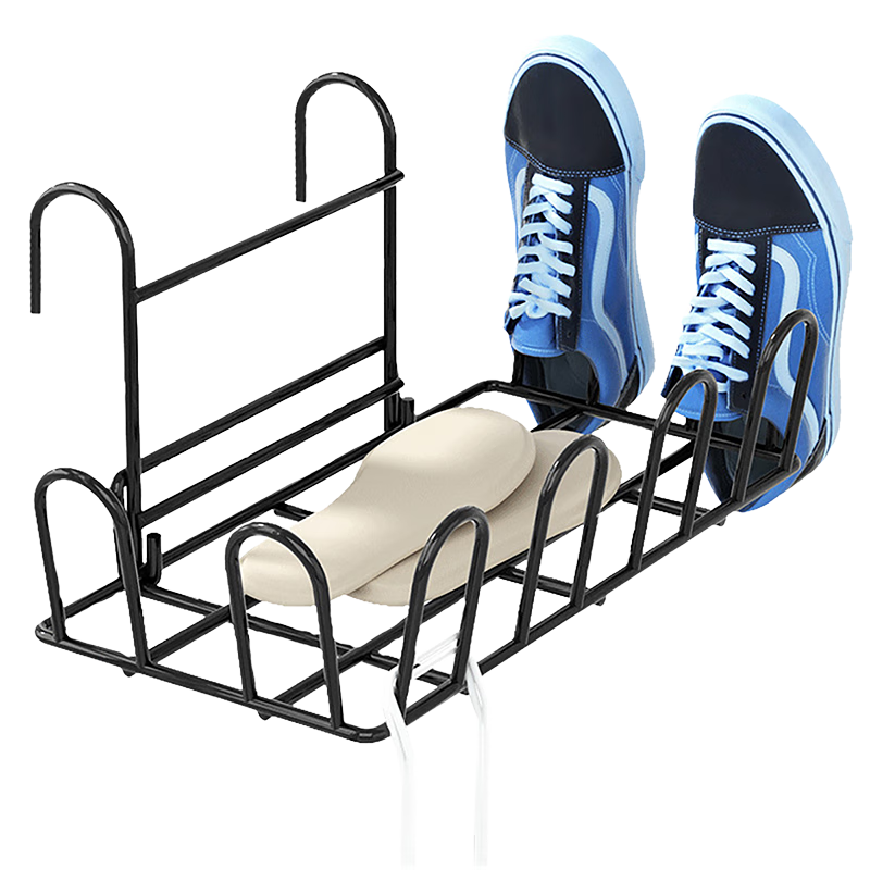 Ourunzhe Shoe Rack, Household Drying Rack for Indoor Use, Balcony Railing Guardrail, Black