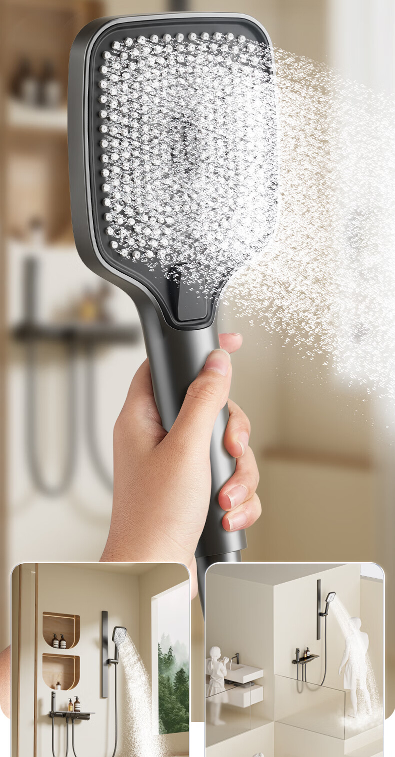 HUIDA Constant Temperature Shower Head Set with Brass Body, Home Bathroom No-Top Spray Full Set in Gunmetal Gray DW699 6