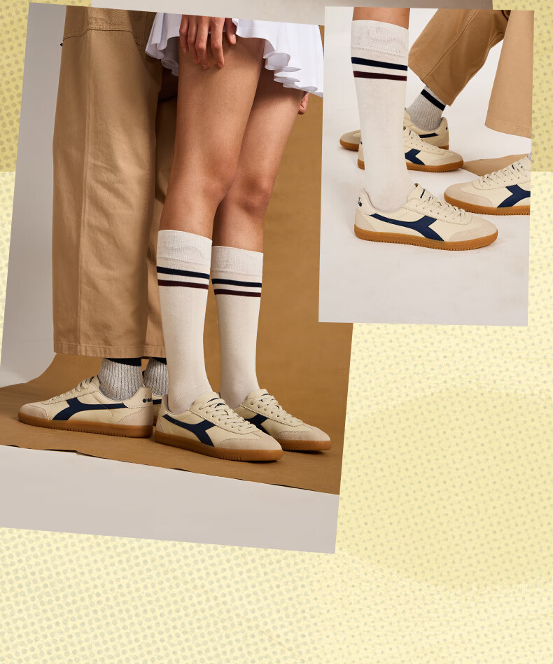 Diadora Men's And Women's Versatile Low-Top Casual Sneakers Saunter OG Beige/blue 37 7