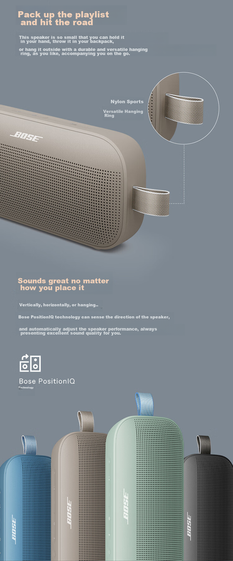 BOSE SoundLink Flex Bluetooth Speaker II - Twilight Blue, Outdoor Portable Bluetooth Speaker, High-Quality Cycling Bluetooth Speaker, Graduation Travel Gift 5