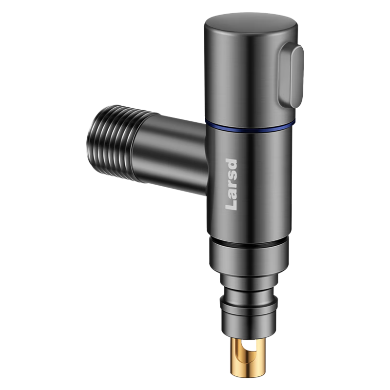 Larsd Gun-Gray Angle Valve, Washing Machine Faucet, Anti-Drop Automatic Water Stop, 4 Points Quick-Open Spout, LD5367H