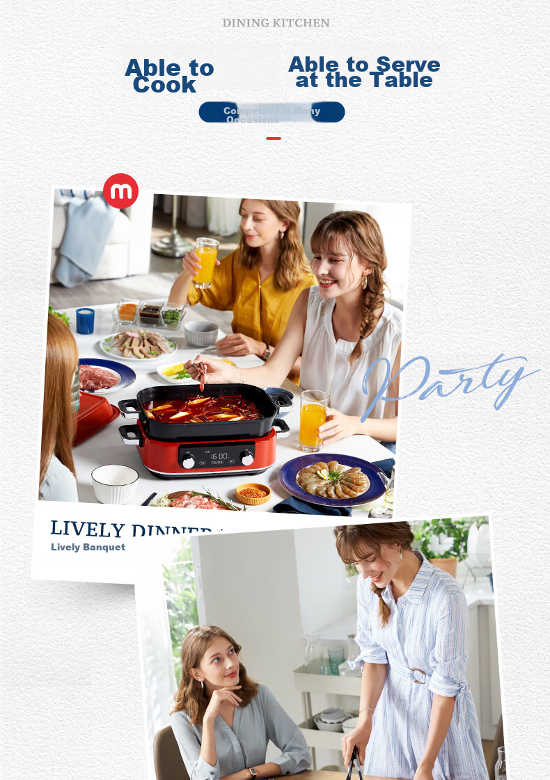 Morphyrichards Upgraded Second-Generation Multifunctional Cooking Pot, Detachable Electric Wok with Timer And Touch Screen, Electric Hot Pot MR9099 Green, One's Member 19