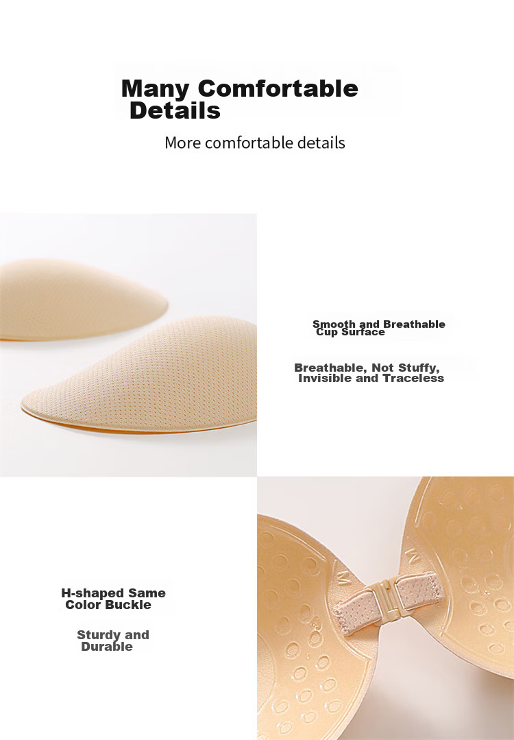 LangSha Mango Cup Breast Pads, Wedding Dress Invisible Nipple Covers, Breathable Small Breast Push-Up Lift, Spring And Summer Bra, Strapless Underwear 13