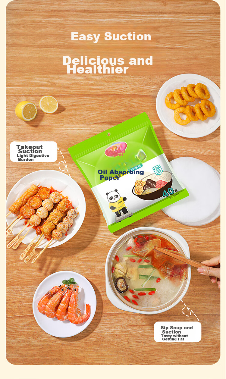 MARYYA Food-Grade Oil Absorbent Paper, 40 Sheets, Enhanced Oil Absorption, Kitchen Soup Strainer And Grease Filter Paper 17