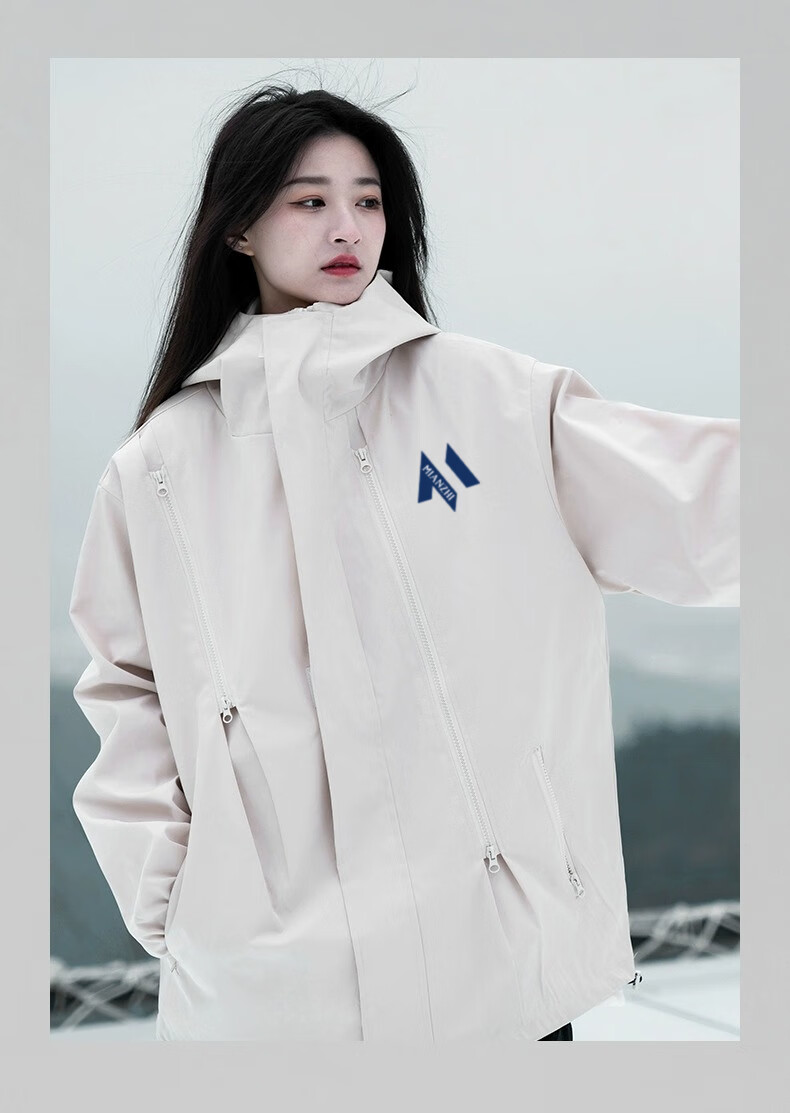 Mianzhi Windbreaker Jacket for Men And Women, Autumn Outdoor Windproof Waterproof Coat, Couple's Outerwear, Black, 3XL 14