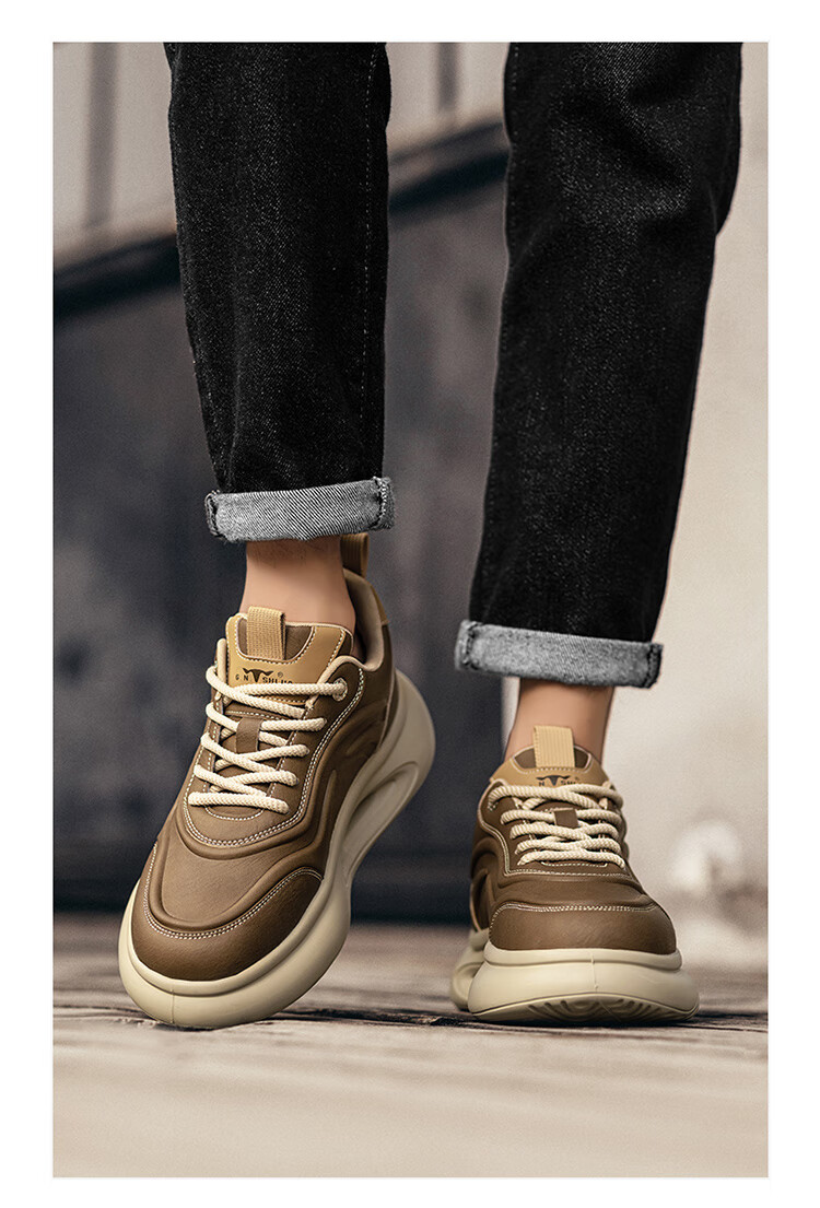 Bull Family Men's Shoes 2026 Spring New Trendy Fashion Durable Casual Soft Sole Height Increasing Versatile Sports Shoes 5