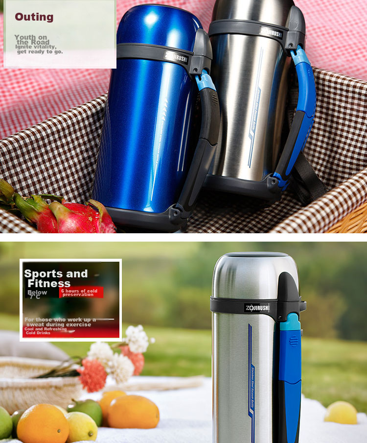 ZO JIRUSHI Insulated Thermos, 304 Stainless Steel Vacuum Travel Bottle, Large Capacity Wide-Mouth Flask, Car Hot Water Bottle SF-CC15 16