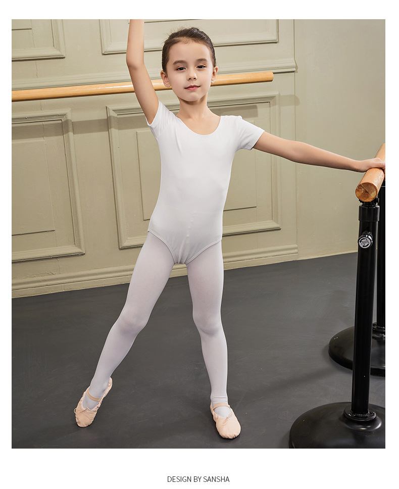 Sansha Children's Dance Leotard Short-Sleeve Ballet Bodysuit for Girls, Light Purple with Open Crotch, Size S 8