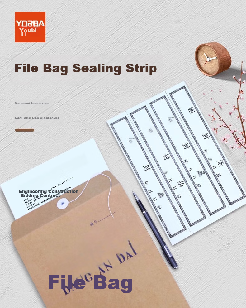 Youbili Bid Document Bag Sealing Strip, File Folder Seal, Self-Adhesive No Glue Sealing Tape, Widened 31*5cm, One Hundred Sheets, 1845 1