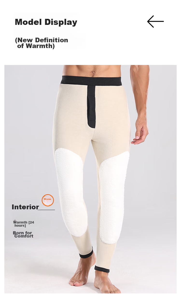 LangSha Wool Pants, Warm Men's Thick Fleece-Lined Knee Protection, High Elasticity, for Middle-Aged And Elderly, Northeast Cold-Proof Cotton Pants for Outdoor Wear in Winter 18