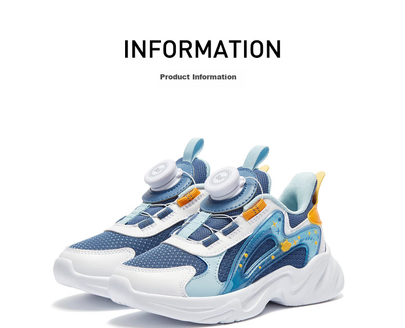 361° Children's Shoes, Kids' Sports Shoes, Fall 2025, Boys And Girls Lightweight Rebound Dial Casual Shoes, Blue, Size 33 41
