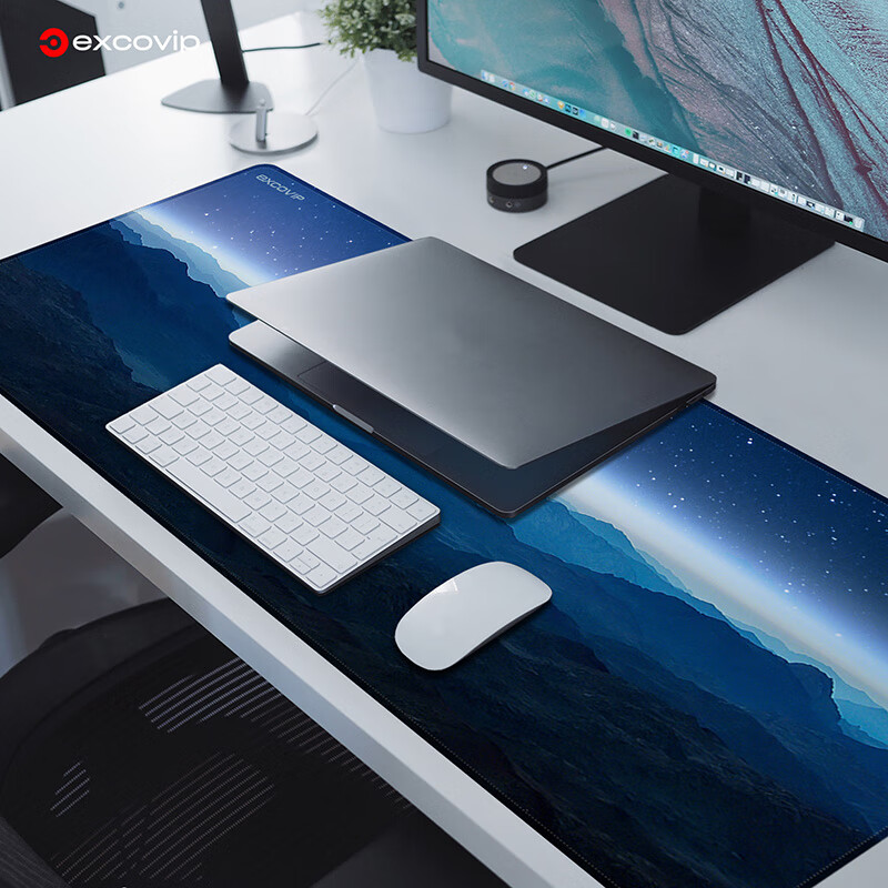 EXCO Mountain Starry Night Mouse Pad, Extra Large Desk Mat 900*400mm, Laptop Keyboard Pad, Computer Office Lock Edge Cute Cartoon E-Sports Edge Gaming Desk Mat 0139 6