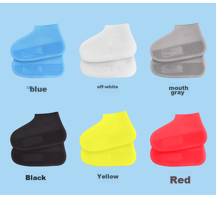 Huili Rain Shoe Covers for Men, Women And Children, Fashionable Thickened Portable Short Waterproof Rain Boots And Shoes 1001 Blue Thickened L 8