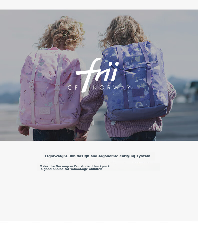 FRII OF NORWAY Norwegian Children's Spine-Protecting Lightweight Backpack for Primary School Students Grades 1-4 Large Capacity Gift for Girls 22L Purple 15