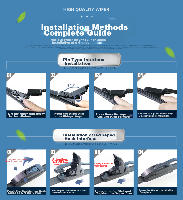 Aoye Windshield Wipers Suitable for Geely Vision X6 (2016-2019 Models) / 2017-2021 Vision X3, Frameless Wiper Blades, Front Wipers, Pair Set 22+18 13