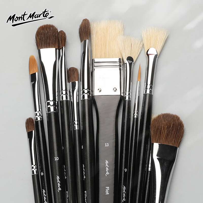 Mont Marte (MontMarte), 6-Piece Set, Gouache Brush, Watercolor Brush, Acrylic Paint Brush, Art Horse Hair Painting Brush, Children's Oil Painting Brush, Flat Brush Set BMHS1001