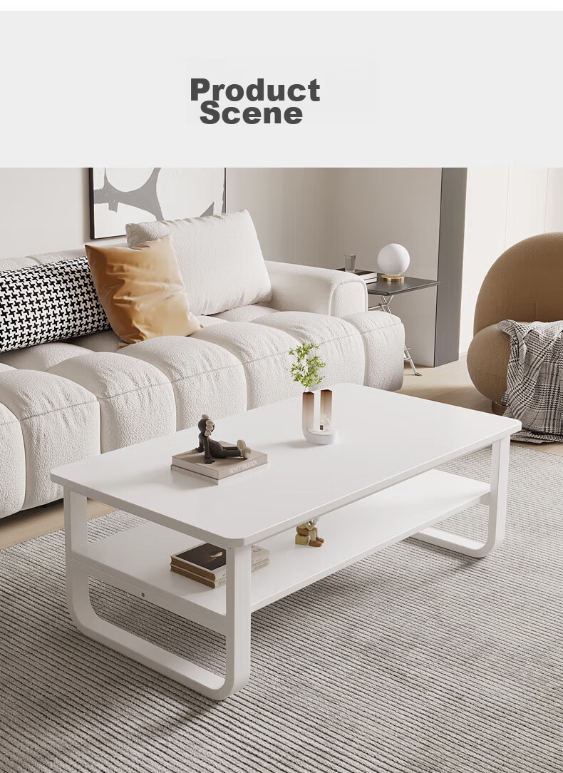 Gupujia Coffee Table, Simple Living Room Design for Small Apartments, Double-Layer Steel Frame, Small Tea Table, Small Table for Guests, Tea Table, Dark Gray, 120 Cm Long 8