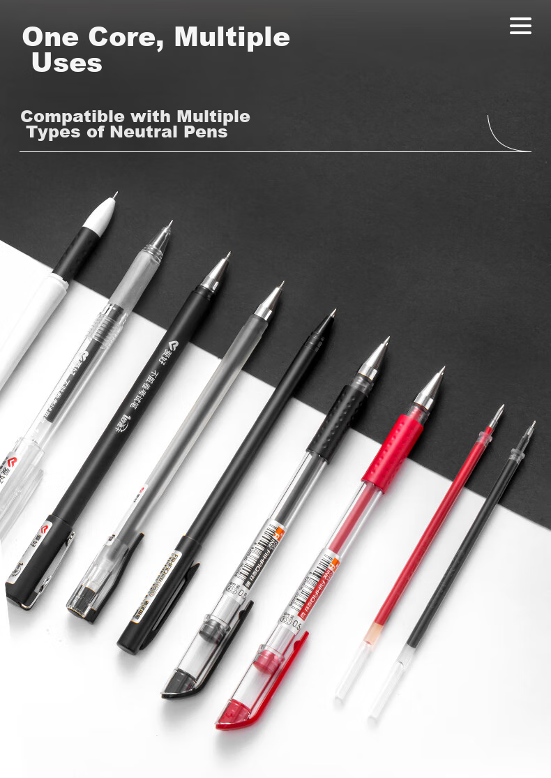 AIHAO Universal Pen Refill, 0.5mm Pull-Out Cap Gel Pen Replacement Cartridge, CS Pen Tip, Black Signature Pen Refill, 40 Pieces, DZ1830 3