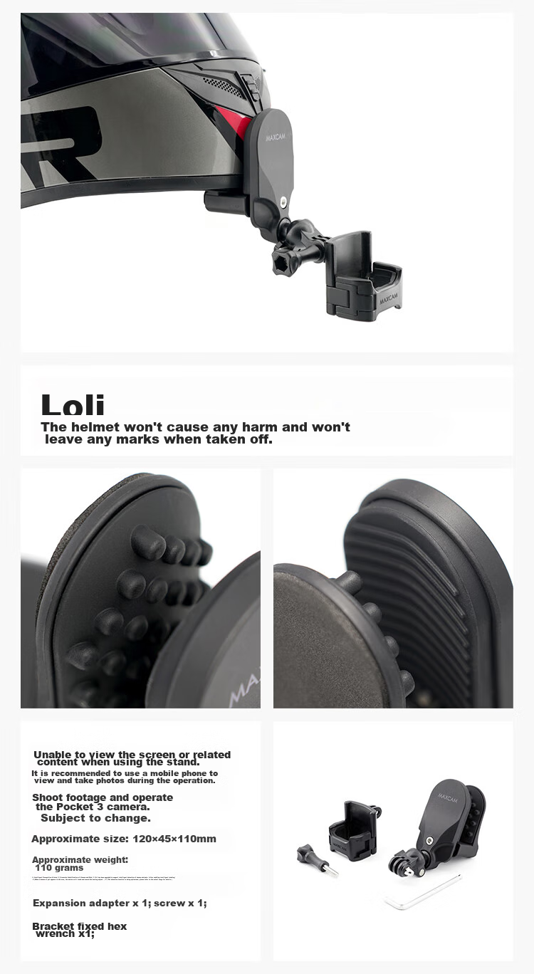 MAXCAM/Maisikamu Compatible with DJI Osmo Pocket 4/3 Motorcycle Helmet Chin Strap Mount Cycling Fixation Clip Accessory 4