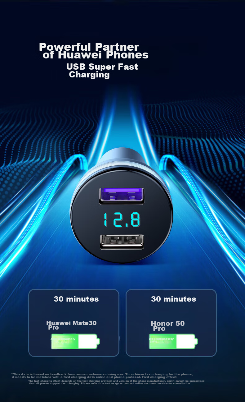 Newmine Car Charger And Cigarette Lighter, Dual USB Ports, Metal Car Charger with Voltage Display And Fast Charging Detection SX001-008 4
