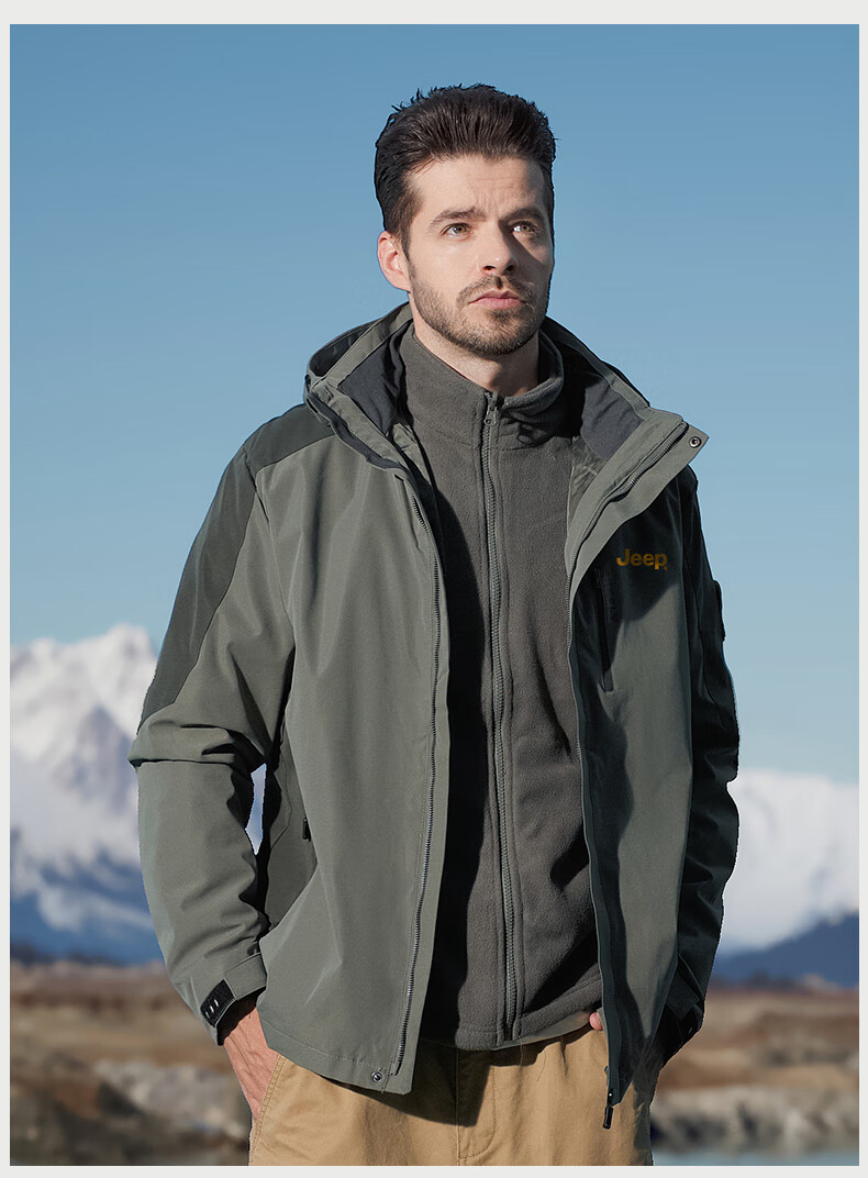JEEP Three-In Windproof Jacket for Men, New Style for Autumn And Winter 2026, Outdoor Hooded Coat 11