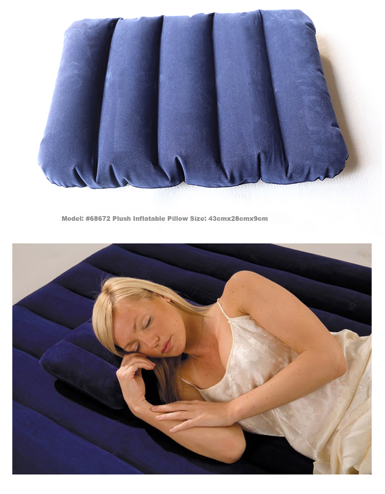 INTEX Inflatable Pillow, Flocked Travel Pillow, Outdoor Pillow, I-Shaped Striped Nap Pillow, 68672 3