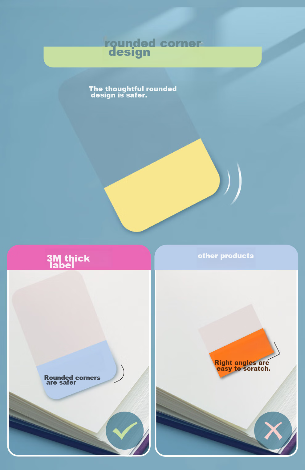 3M Sticky Notes, Memo Pads/Note Pads/Post-It Notes/Label Paper, Pull-Out Thick Labels, Office Supplies, School Stationery, Pink Set, 686-DP 6