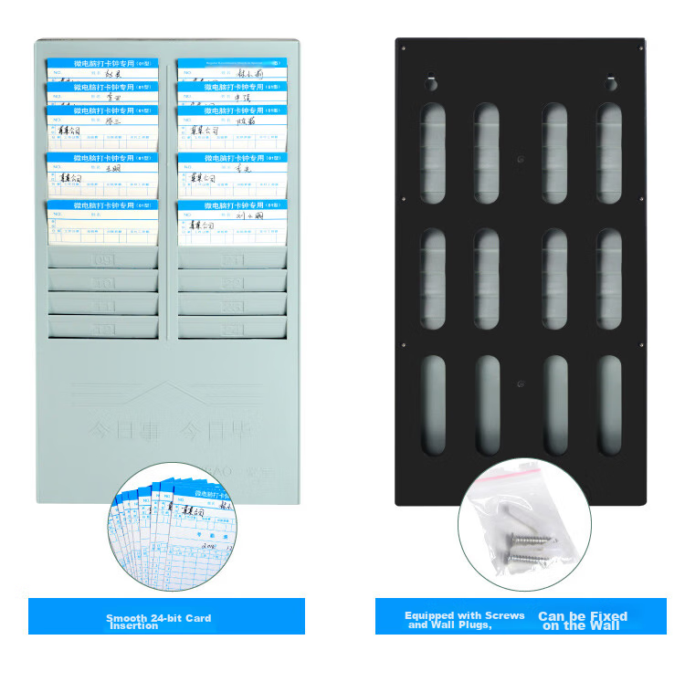 Aibao Attendance Machine Card Holder, Double-Row Card Paper Holder, 24-Slot Card Holder, Insertion And Removal Attendance Card Holder 3