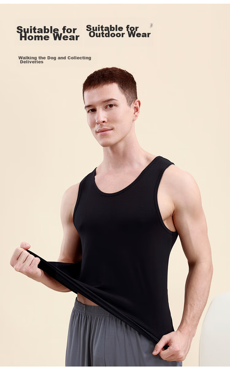 CHERISH LIFE Men's Tank Top Undershirt Sleeveless Vest, Elastic Breathable Undershirt for Athletic Performance 7
