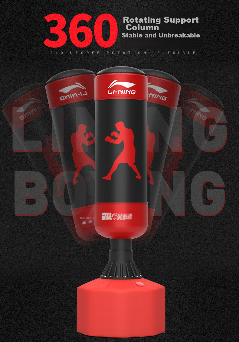 Li-Ning Boxing Punching Bag, Home Standing Adult Punching Bag, Kickboxing Training Equipment, Non-Slip Taekwondo Punching Target, 056 Black 6