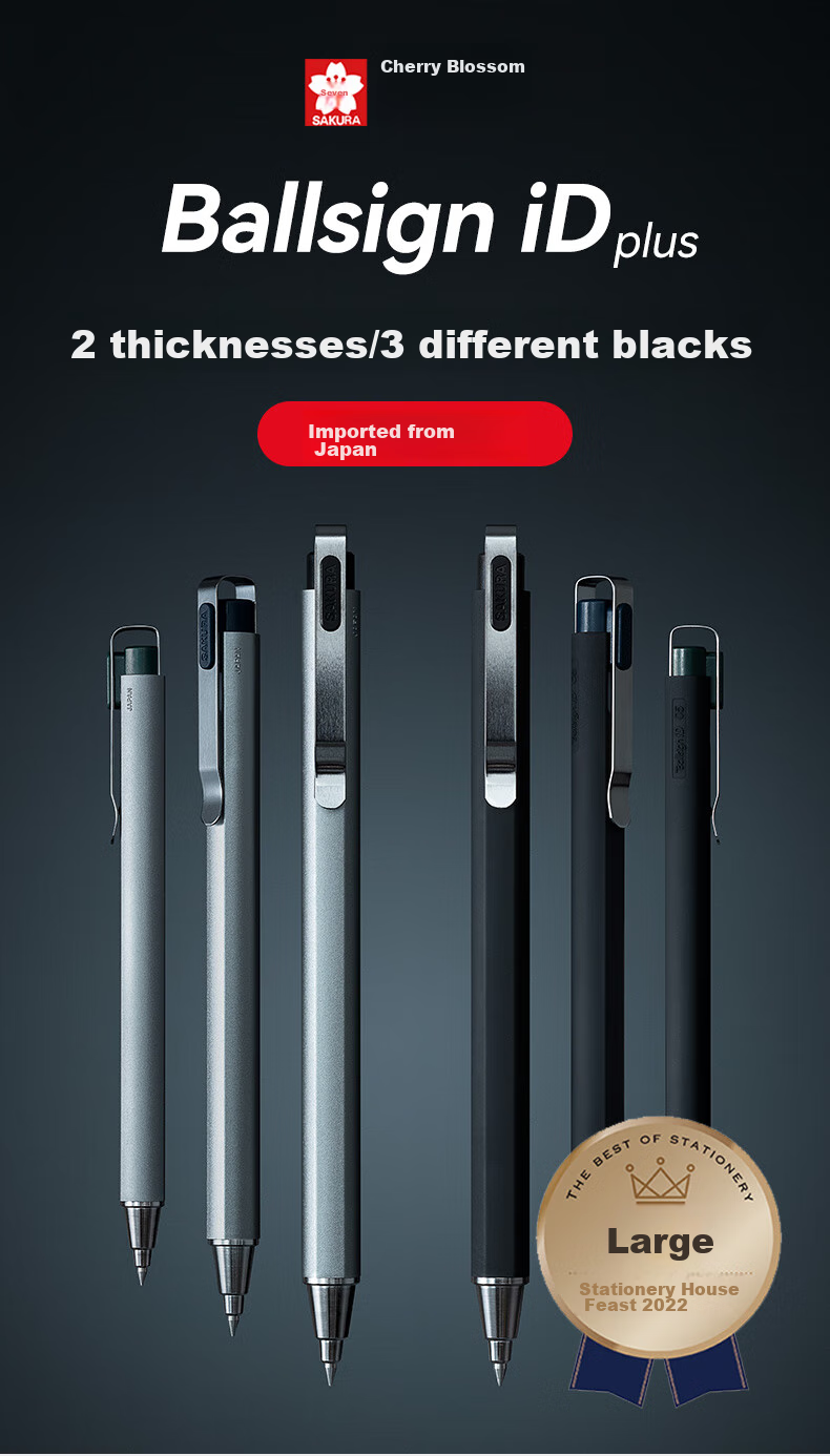 SAKURA 3-In Multifunctional Pen Ballsign ID 3C Retractable Gel Pen Night Black Pure Black Red Switchable 0.4mm Ink Pen Business Office Signature Pen B Model Mint Gree 1