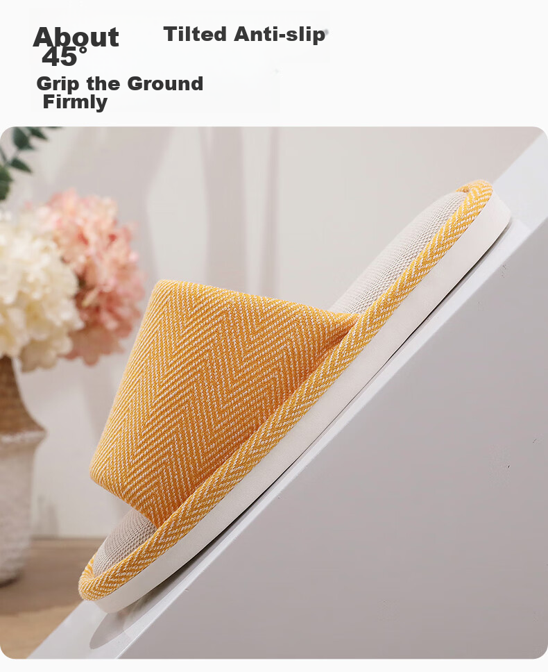 GUOLUOFEI Home Slippers for Men, Summer Indoor Cloth Linen Couple's All-Season Spring Autumn Floor Slippers, Gray-Green, Size 44-45 4