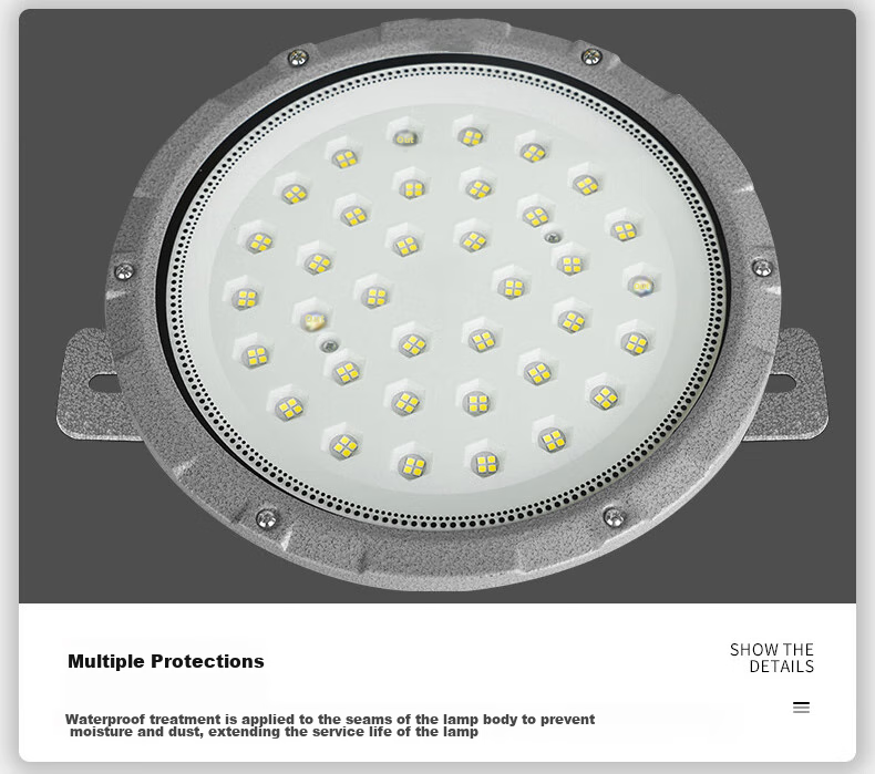 Xinya Explosion-Proof Light, LED Ceiling Light, IP65 Rated, Explosion-Proof Type for Factories And Warehouses, Gas Station Workshop Lighting, Explosion-Proof Floodlight, 50W 18