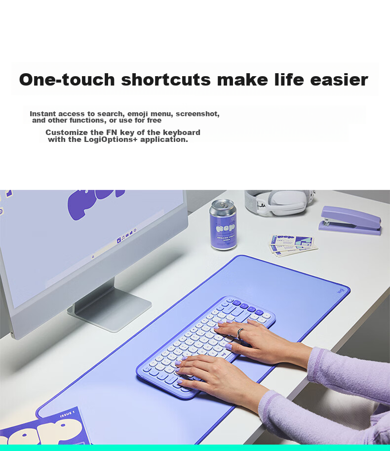 Logitech POP ICON KEYS Bubble Keyboard Bluetooth Office Keyboard Wireless Keyboard AI Portable Keyboard Laptop Keyboard Purple 85 Keys 6