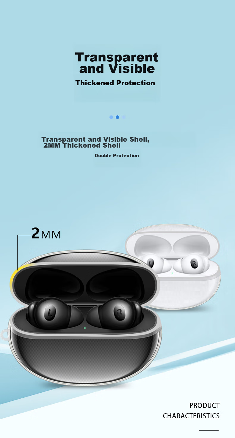 Masentek Compatible with OPPO Enco X2 Earphone Protective Case, Charging Case, Clip2/free43/Air4i/3/4/5pros/R4 New Edition TPU Accessory, Shockproof Transparent 4