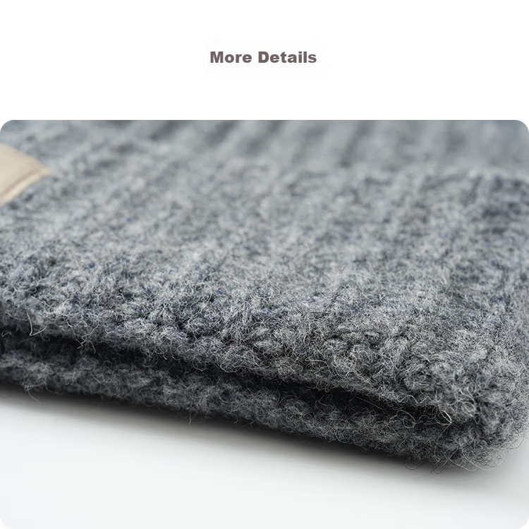 JIUMU Pure Wool Warm Knit Hat, Autumn And Winter Knitted Cap, Cold Hat, Winter Hat, Large Head Circumference Slouchy Hat, Cold-Proof Hat for Women in Winter 23