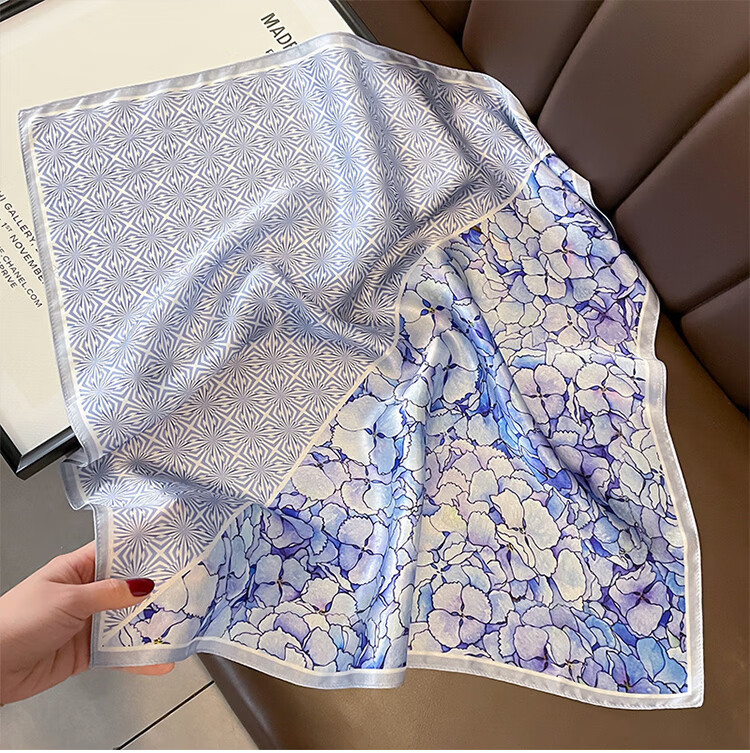 GLO-STORY Silk Scarf for Women, 53cm Mulberry Silk Small Square Scarf, French Vintage Versatile Neck Scarf, Gift Box Set WSJ334001 21