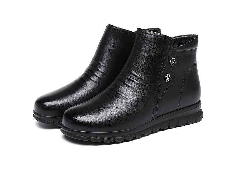 Red Dragonfly Women's Short Boots Fleece Lined Warm Slim Fit Middle-aged Mom Leather Boots WTC434611R 13