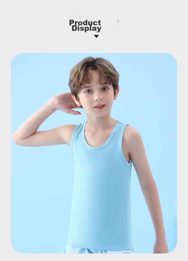 LangSha Children's Tank Top, Boys' Summer Thin Cotton Plain Color Baby T-Shirt, Student Undershirt Vest, White, Size 170 12