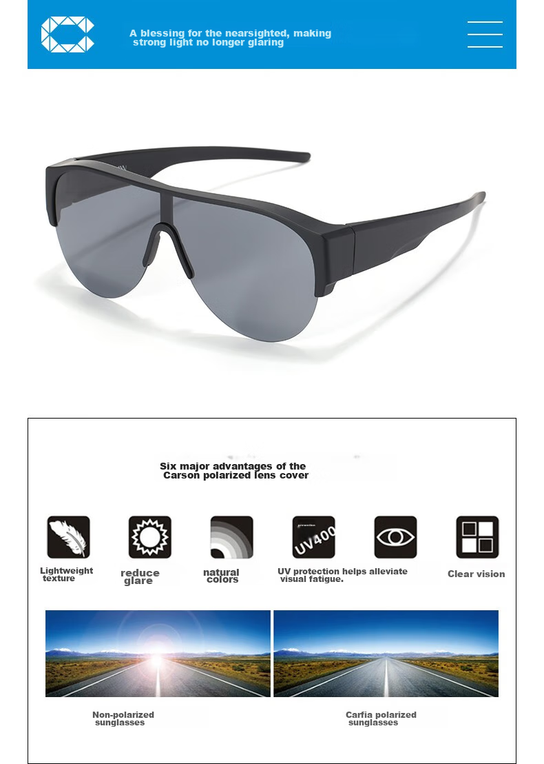 CAXMAN Sunglasses Clip-On Myopia Glasses for Men And Women, Polarized Sunglasses, Outdoor Sports Windproof Sandproof Cycling Glasses with Clip-On Prescription Lenses 4