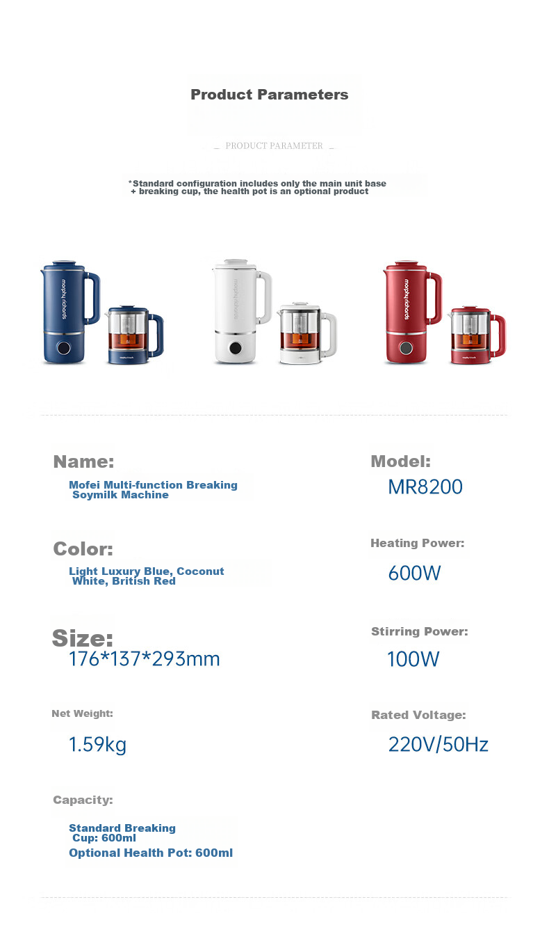 Morphyrichards High-Speed Blender Soy Milk Maker for Home Use, 1L Large Capacity, Quiet Operation, Multi-Grain, No Cooking Required, for 1-3 People, Smooth Texture, Filter-Free, Programmable, Baby Food Supplement, Multifunctional Food Processor MR8203 White 22