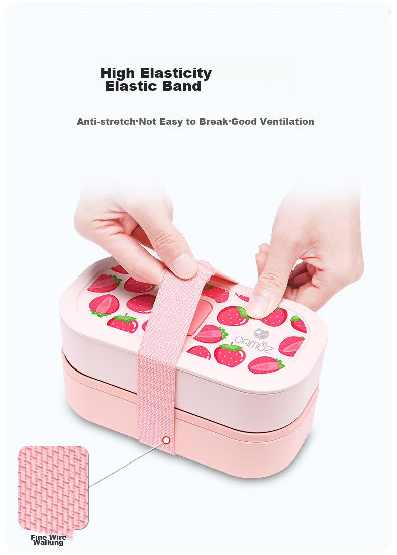 CAMUZ Bamboo Fiber Lunch Box Japanese Style Double-Layer Bento Box Microwave Safe Dishwasher Safe 1200ML Cheese Set 9