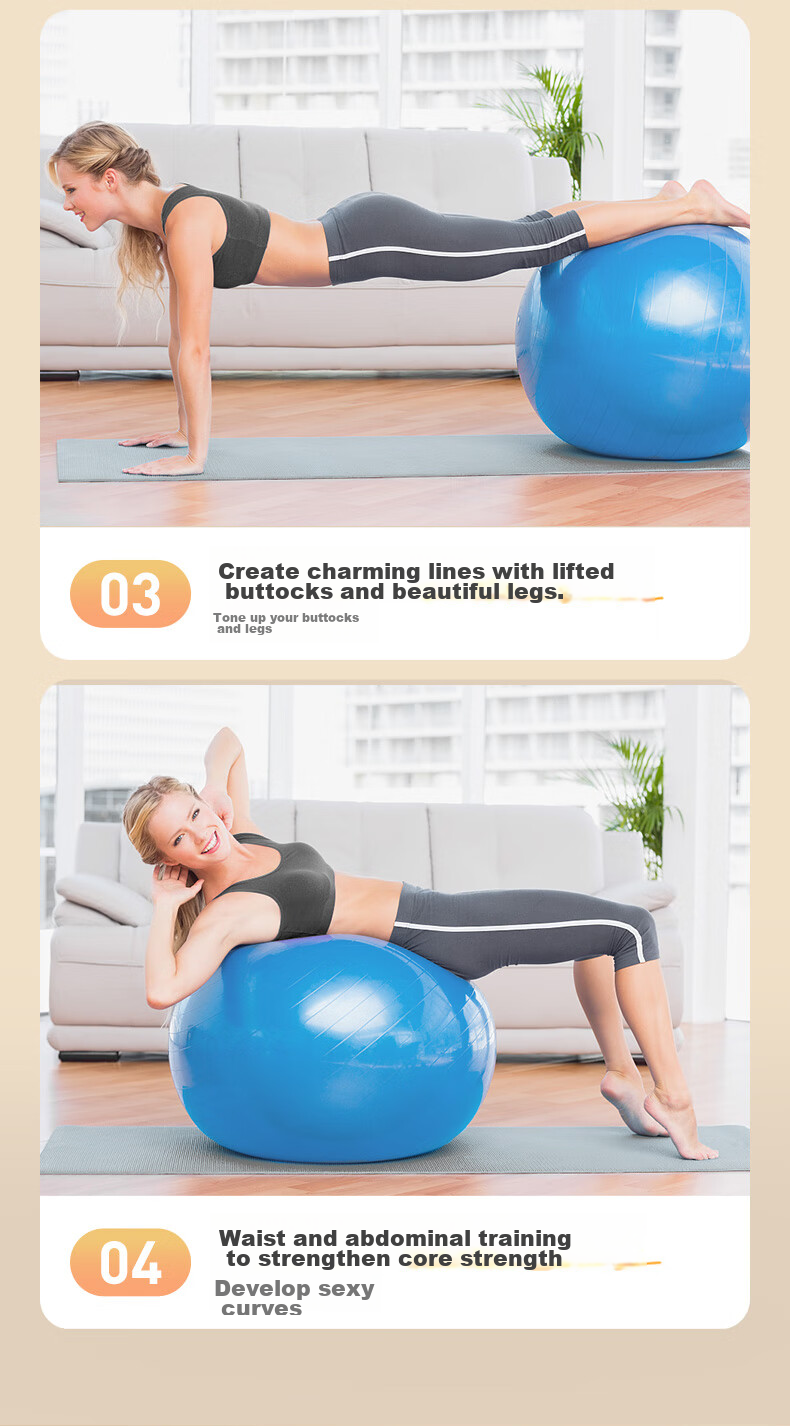 LI-NING Yoga Ball Professional Anti-Burst Non-Slip Thickened High Elasticity Pressure Resistant Maternity Exercise Ball 55cm Qing Shan Blue 4
