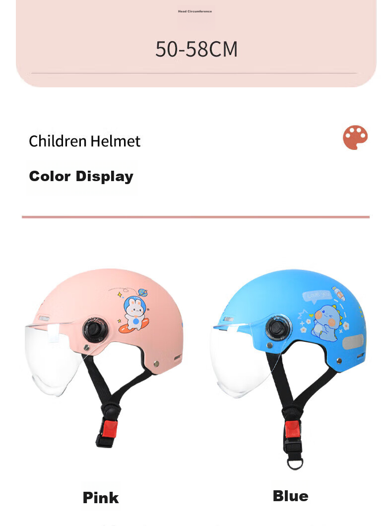 Chexiaocheng Children's Helmet for Ages 6-12, 3C Certified, All-Season Electric Scooter Safety Helmet, Motorcycle Half Helmet, Electric Bike Safety Cap, Pink 8