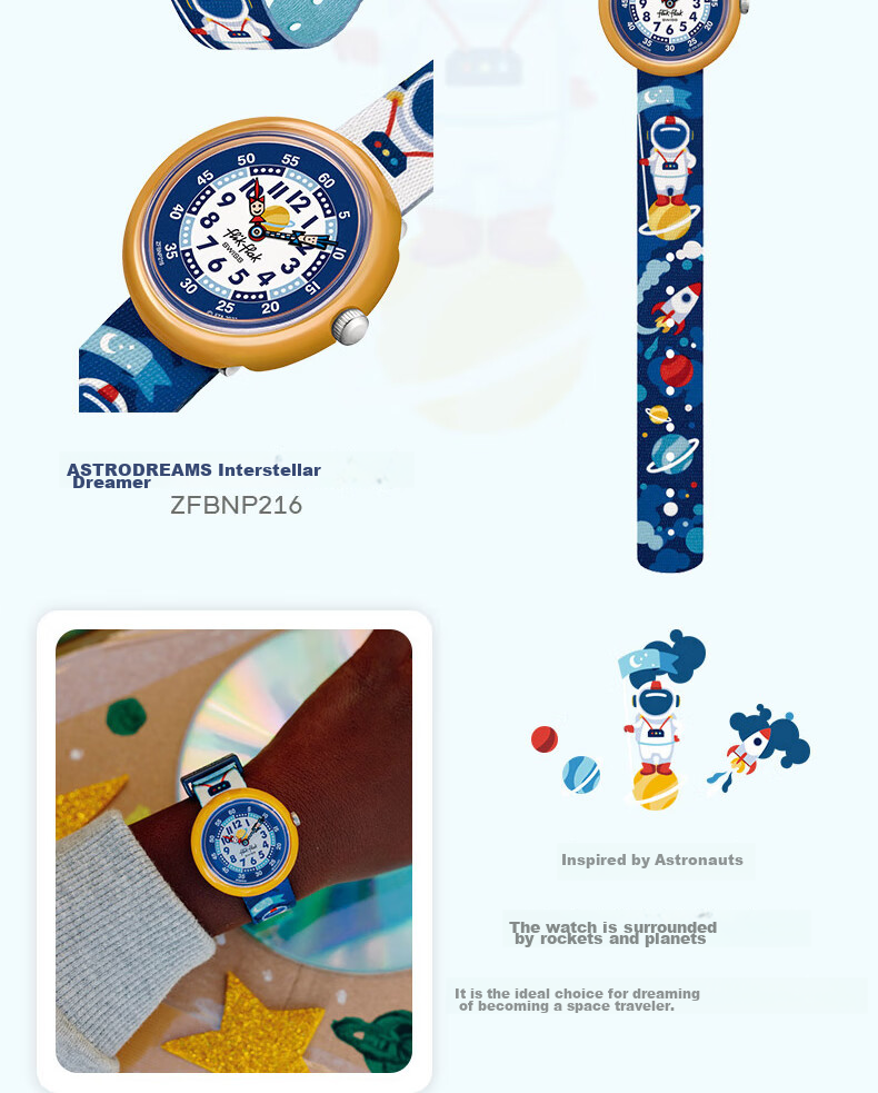 Swatch Flik Flak Children's Swiss Quartz Watch, Elementary School Birthday Gift, Starry Dreamer 4