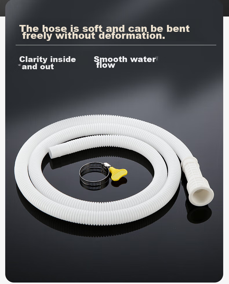 Gelinglan Semi-Automatic Washing Machine Inlet Hose Extension, Corrugated Pipe for Tap Water, Household Faucet Outlet Extension Hose, Flexible Pipe for Air Conditioner Drainage, Universal 2 Meters GSG-2 8